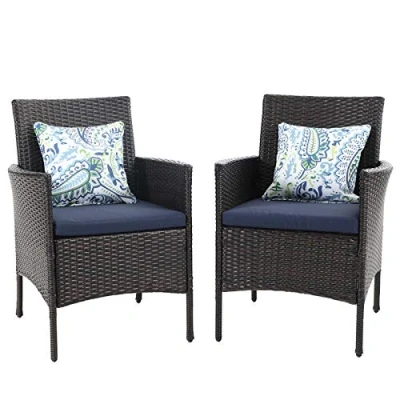 Image of MFSTUDIO Garden Chairs Set of 2, Outdoor Wicker Rattan with Cushions, Conversation for Patio, Backyard, and Poolside