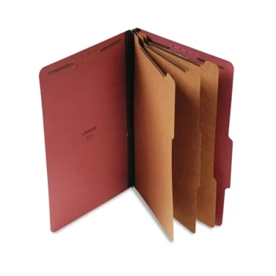 Image of Pressboard Classification Folder, Legal, Eight Section, Red, 10/Box