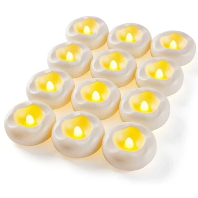 Image of Da by Flameless LED Waterproof Floating Candles, 12 Packs, Water Tea Lights for Cylindrical Vases, Decorations Wedding Decorations, Swimming Pools, Outdoor.