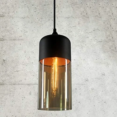 Image of Ganeep Nordic Modern Loft Hanging Glass Pendant Lamp Fixtures E27 E26 LED Lights for Kitchen Restaurant Bar Living Room Bedroom (Color : Amber A)