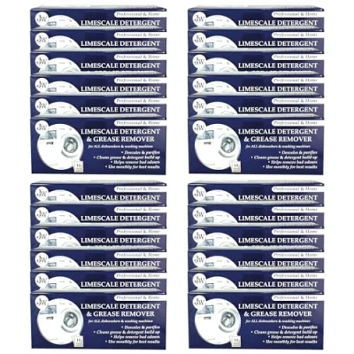 Image of JYW Limescale &amp; Grease Remover Descaler Detergent for Cleaner Washing Machines Dishwashers 10 x 50g Powder Sachets (Pack of 24)