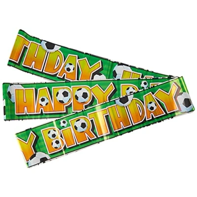 Image of Multicolor 3D Soccer Foil Long Fold Banner (3.6 meters) 1 Piece Perfect for Parties and Events