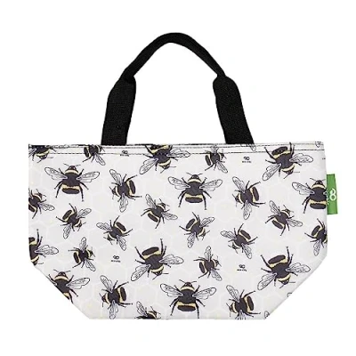 Image of ECO CHIC Lightweight Foldable Insulated Lunch Bag Water Resistant Cooler (Bumble Bees Grey)