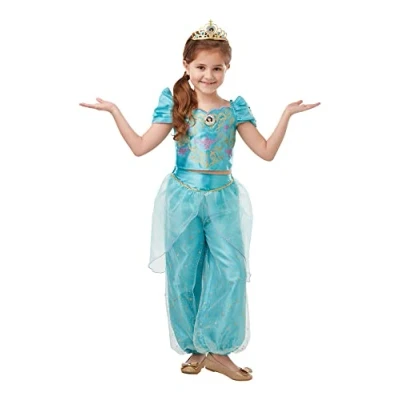 Image of Rubie&#039;s Official Disney Princess Jasmine Aladdin Glitter and Sparkle Girls Costume, Childs Size Large Age 7 8 Years