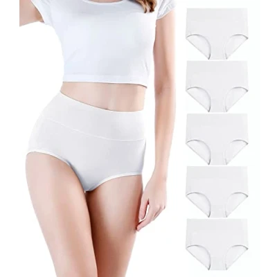 Image of wirarpa Ladies Knickers Cotton Full Briefs High Waisted Underwear Panties for Women 5 Pack Size L