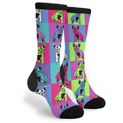 Image of 934 Novelty Work Socks French Bulldog Frenchie Colors Running Funky Sports Unisex For Runing Men Hiking 40Cm