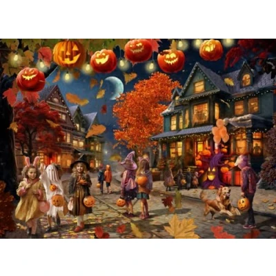 Image of Vermont Christmas Company Halloween Night Jigsaw Puzzle 1000 Piece Fully Interlocking &amp; Randomly Shaped Pieces
