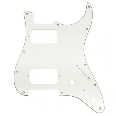 Image of Musiclily Pro 11 Holes ST HH Guitar Pickguard with Round Corner Uncovered Humbucker 2 Pot Mini Switch Layout for Fender Squier Strat Style Electric Guitar, 3ply Aged White
