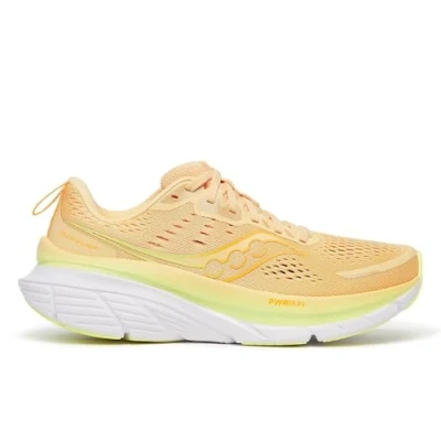 Image of Saucony Guide 18 Road running shoes, Women&#039;s, Size: 7, Peach/sunny Textile/synthetics