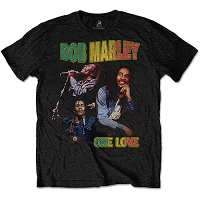 Image of Bob Marley T Shirt One Love Homage Logo Official Mens Black S