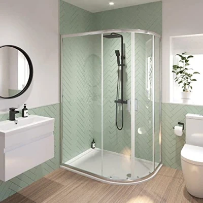 Image of Modern 1200mm x 800mm Right Hand Offset Quadrant Shower Enclosure Framed 6mm Glass