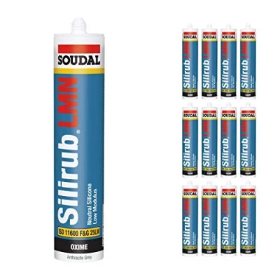 Image of Soudal Anthracite Grey, Low Modulus Neutral Cure Silicone Sealant, Paste, 12.7 millimeters Maximum Gap Fill, Waterproof, Material