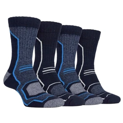 Image of 4 Pair Navy / Blue Turquoise Technical Boot Socks Men&#039;s 6 11 Mens Storm Bloc