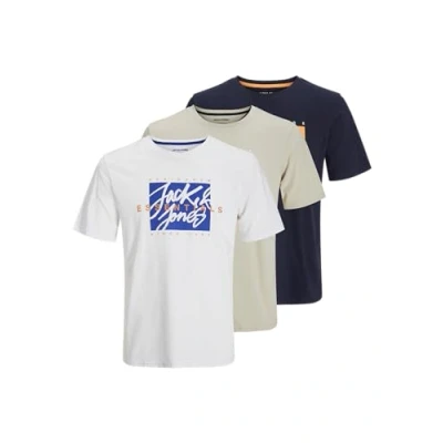 Image of JACK &amp; JONES Men&#039;s Jjcolton Tee Ss Crew Neck 3Pk Mp, White, XL (Pack of 3)