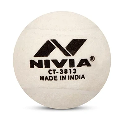 Image of Nivia Heavy Tennis Ball Cricket Ball, White (6 Pack)