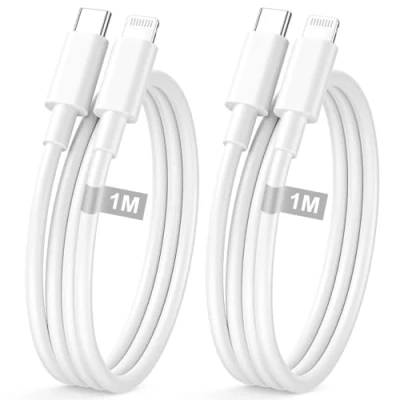 Image of iphone charger cable 1M 2Pack[Apple MFi Certified], USB C Fast charge Lighting Charging iPad Lead Wire for 14/13/12/11 Pro Max/X/XS/XR/8/7/6/5/SE