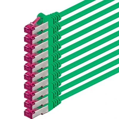 Image of 1aTTack.de 0,5m CAT6a Network cable green 10 pieces CAT 6a S FTP double shielded PIMF 500MHz