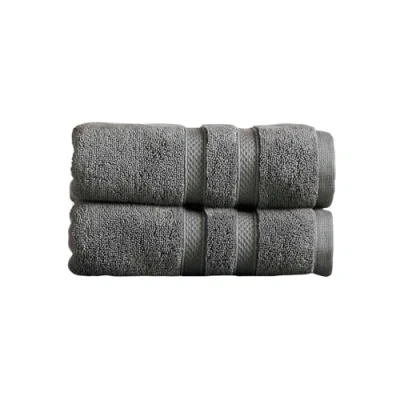 Image of Christy Chroma Hand Towels Set of 2 Highly Absorbent Heavyweight 675GSM Bold and Bright Soft Velvety Smooth Bathroom Shower 100% Cotton Ash Grey