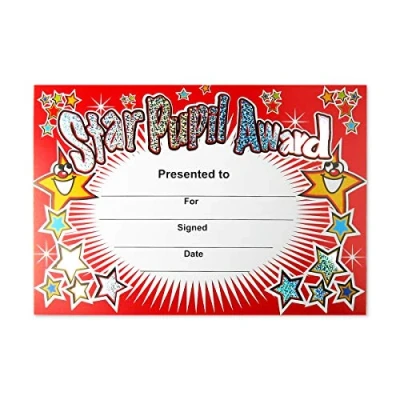 Image of SuperStickers Star Pupil Award Sparkling Red Certificate, DMC10019, A5 certificates