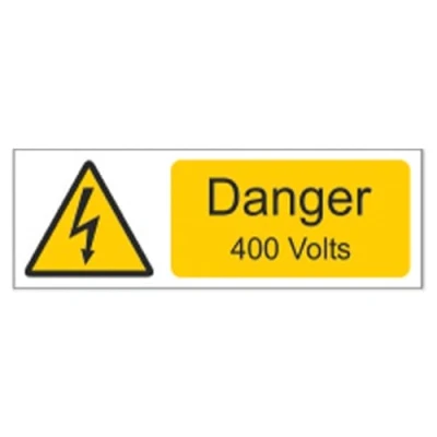 Image of iSigns Warning Signs (Danger 400 Volts) Self Adhesive Vinyl Danger Sign, 75x25mm, Easy to Apply High Voltage Conforms British HSE Standards