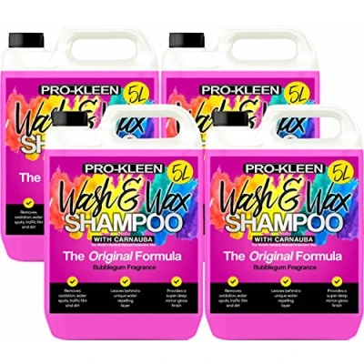 Image of Pro Kleen 20L Wash &amp; Wax Car Shampoo with Carnauba (The World&#039;s Hardest Natural Protective Wax!) pH Neutral Water Beading Technology Bubblegum Fragrance