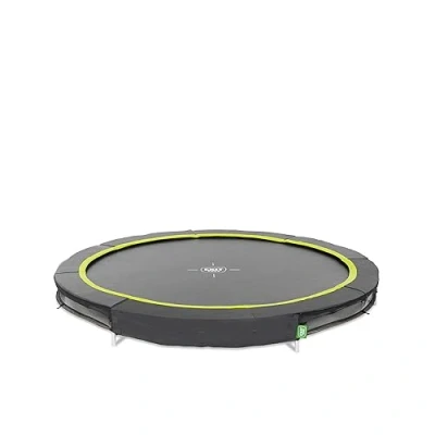 Image of EXIT Toys Silhouette Ground Sports Trampoline 10ft Inground Round for Outdoor 14 Years and Older Includes Feet Safety System Easy Access Great Jumping Power Black