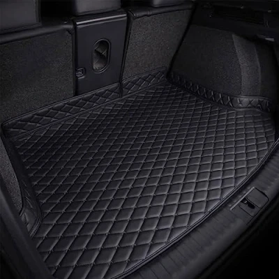 Image of Car Leather Boot Liner Mats for Jaguar E Pace 2018 2022, Tailored Non Slip Rear Trunk Cargo Tray Protector Pad Liners Anti Dirty Luggage Mat,A/Black