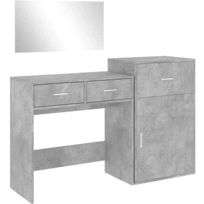 Image of vidaXL 3 Piece Dressing Table Set Concrete Grey Engineered Wood