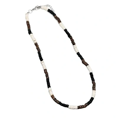 Image of Textiles 4 Home Men’s Beaded Surfer Necklace Wooden and Various Stone Beads African Bead Beach (Cream/Brown)