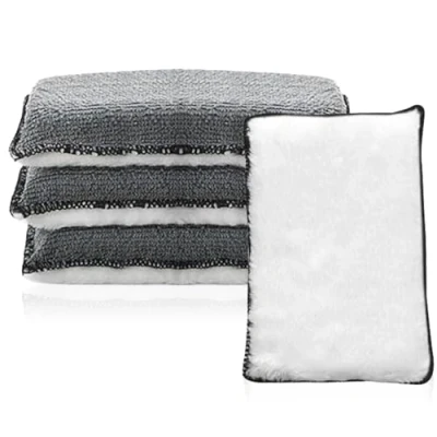 Image of 4 Pcs Car Sponges, Microfiber Windscreen Cloth Double Sided Washing Sponge for Anti Fog Detailing Care Drying Cloth, Demister Pad