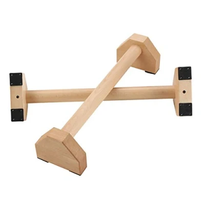 Image of Push ups Bar Wooden Press up Support Stand I shaped Anti slip Indoor and Outdoor Arm Chest Muscle Training Fitness Equipment (Beige, Large)