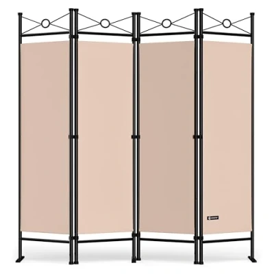 Image of CASARIA® Lucca Room Divider Paravent 180x163cm 4 Flexible Partitions Adjustable Privacy Screen Indoor &amp; Garden Space Saving Multifunctional Rose Gold/Pink