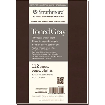 Image of Strathmore 400 Toned 118gsm Paper Soft Cover Sketchbook, Fine Grain, 5.5 x 8.5 in, 56 Sheets, Ideal for Professionals &amp; Students