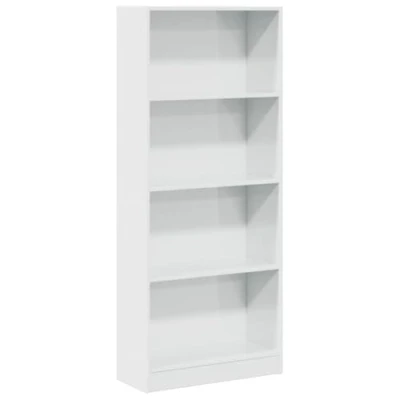 Image of vidaXL Engineered Wood Bookcase Modern High Gloss White Bookshelf for Office/Bedroom 60x24x143 cm Ample Storage with 4 Compartments, Freestanding