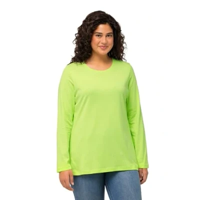 Image of Ulla Popken Women&#039;s Langarm Shirt T, Lime Green, 20 UK/22 UK