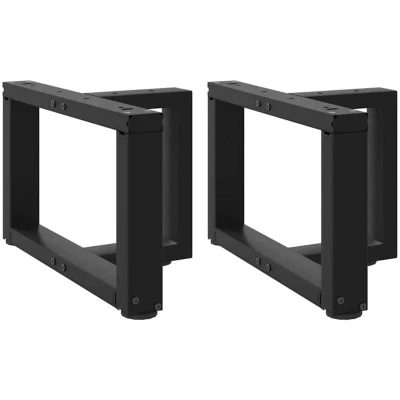 Image of vidaXL coffee table legs t shaped 2 pcs black 50x25x(30 31) cm adjustable steel for kitchen/living room