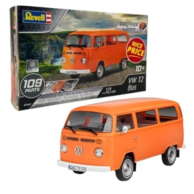 Image of Revell Easy Click 07667 VW T2 Bus 1:24 Scale Unbuilt/Pre coloured/Click Together (Non Glue) Plastic Model Kit