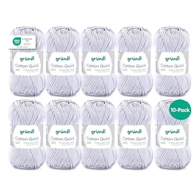 Image of Gründl Cotton Quick Plain Value Pack 10 50g Balls (Heavy Duty Wool, Easy Care Washable 100% Thread, 50g/125m, 3 4, x 50g)