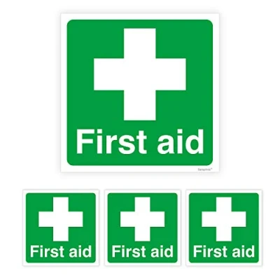 Image of Pack of 4 First Aid Sticker Self Adhesive Waterproof Vinyl 50mm x V1155