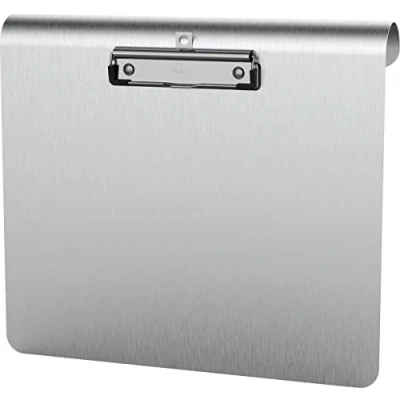 Image of MAUL MAULmedic clipboard for Hanging, Writing Board, DIN A4 Landscape, anodised Aluminium/Stainless Steel, Plate Thickness 0.12 cm, clamp Width 0.8 Silver