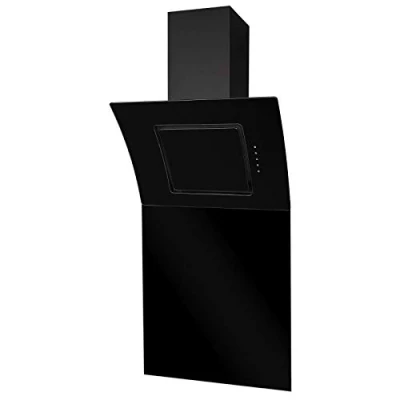 Image of SIA 60cm Black Touch Control Angled Curved Glass Cooker Hood And Splashback