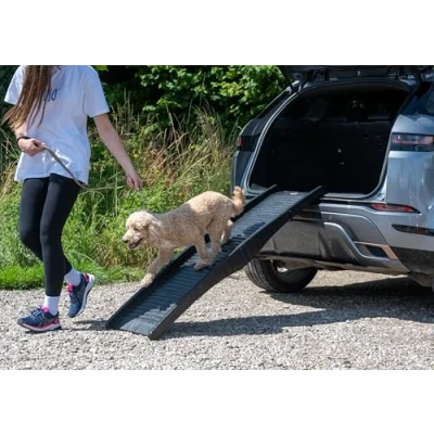 Image of Pet Dog Ramp, Black Portable Folding Access Ramp for Dogs with Non Slip Surface Cars and Trucks
