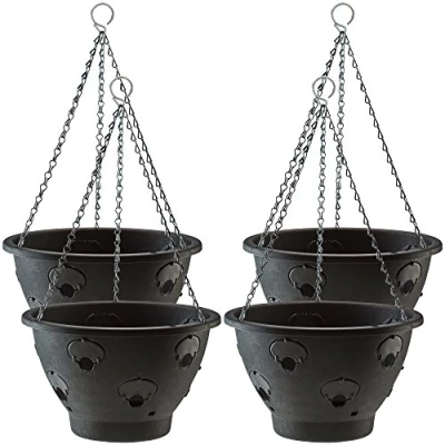 Image of Thompson &amp; Morgan Bloomaround Hanging Basket Garden Planter Plant Container with Water Reservoir for Flowers, Vegetables and Fruits from (30cm, 4 Pack)