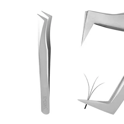 Image of Eyelash Extension Tweezers for Volume Lashes Professional Precision Stainless Steel VETUS Mega Curved Angled Tips Tweezer Tools Individual Eye Lash Extensions 3D 6d Fan Supplies