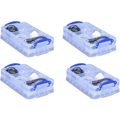 Image of MaryMo Really Useful Products 2.5 Litre Box with Insert, Pack of 4, Transparent Clear