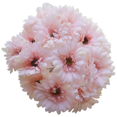 Image of UICerland 15 Pcs Artificial Silk Flowers Fake Single Stem Gerbera Bouquet for Wedding Party DIY Decorative Flora Outdoor Indoor Home Garden Office Hotel (Light Pink)