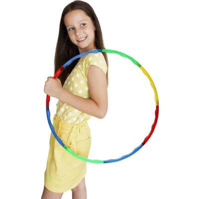 Image of Sleek Style® Kids Hula Hoop Detachable, Collapsible Adjustable Plastic for Dancing Playing Sports Games, Swimming &amp; Pet Training Weight Loss Fitness Equipment