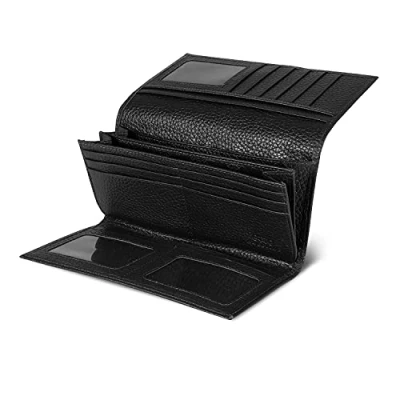 Image of Otto Angelino Genuine Leather Zippered Envelope Wallet with Phone Compatible Slots RFID Blocking Unisex