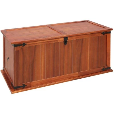 Image of vidaXL Solid Acacia Wood Storage Chest Versatile, Handmade Wooden Box with Latch and Handles, Perfect for Living Room or Bedroom, Brown