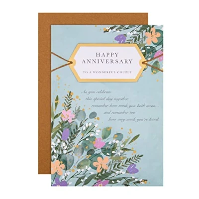 Image of Hallmark Anniversary Card for a Special Couple Classic Floral Design with Heartfelt Verse
